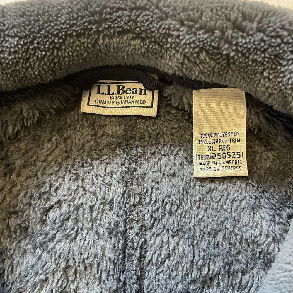 L.L.Bean Hi-Pile Fleece Jacket Gray‎ Full Zip Men's Size XL Fleece Lined Retro